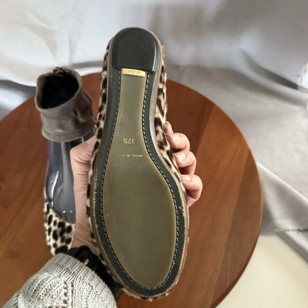 Baldan Venezia Leopard Print Pony Flat Ankle Closure Women's Size EU37.5/US‎ 7
